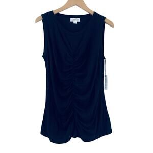 VELVET BY GRAHAM & SPENCER Aubrey Tank Top Size 1X Ruched Black NWT Plus Size